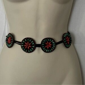 NWOT Round & Bead Woven String Belt Bohemian Adjustable Turquoise Belt for Women